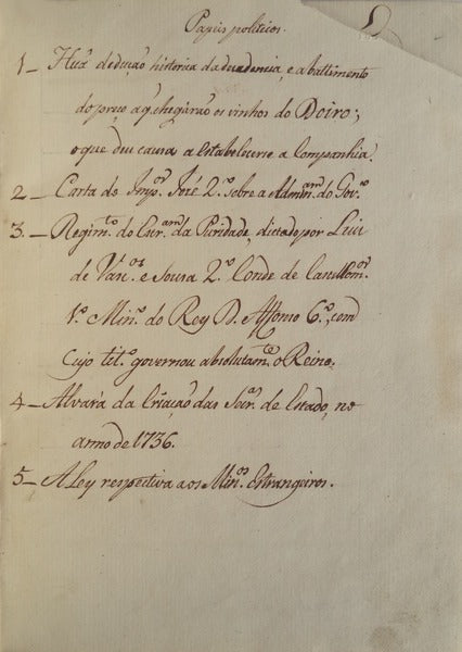 MANUSCRITO â€“ SÃ‰C. XVIII â€“ PAPÃ‰IS POLÃTICOS.