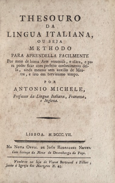THESOURO DA LINGUA ITALIANA,