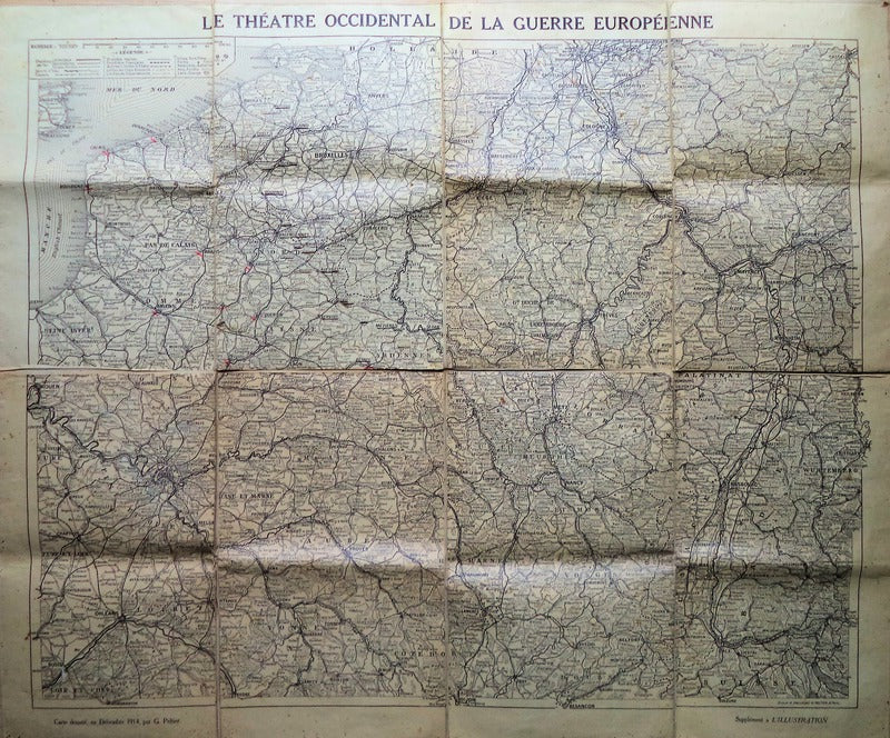 CARTOGRAFIA. SÃ‰C. XX. PELTIER. 1Âª GRANDE GUERRA. Frente Ocidental. 1914.