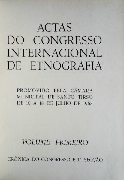 ACTAS DO CONGRESSO INTERNACIONAL DE ETNOGRAFIA