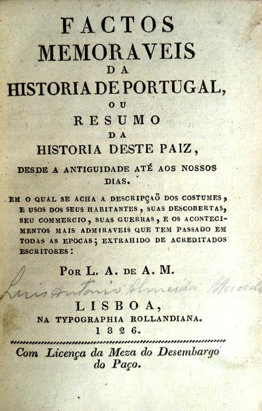 FACTOS MEMORAVEIS DA HISTORIA DE PORTUGAL,