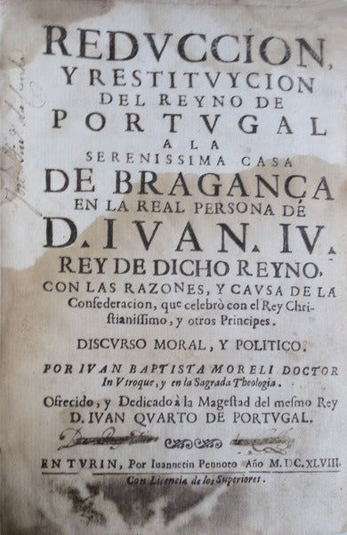 REDVCCION, Y RESTITVCION DEL REYNO DE PORTUGAL