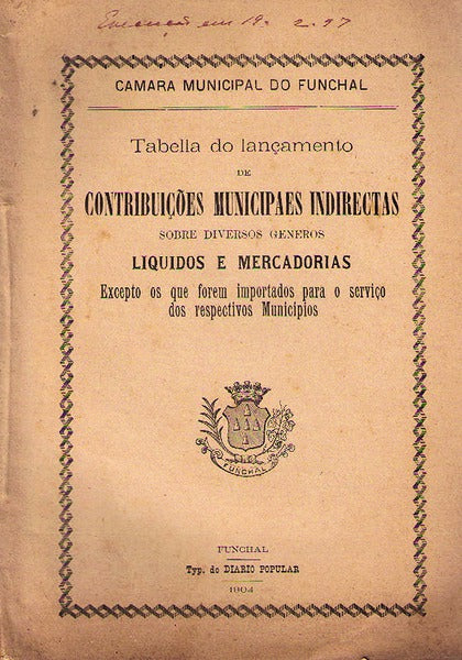TABELLA DO LANÇAMENTO DE CONTRIBUIÇÕES MUNICIPAES INDIRECTAS