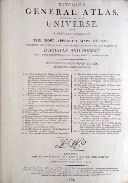 KITCHINâ€™S GENERAL ATLAS, DESCRIBING THE WHOLE UNIVERSE.