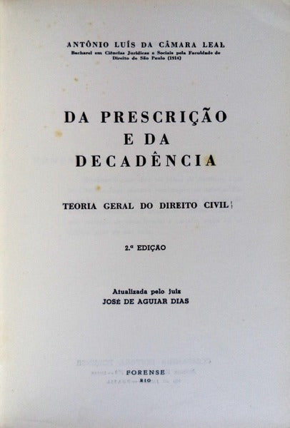 DA PRESCRIÃ‡ÃƒO E DA DECADÃŠNCIA.