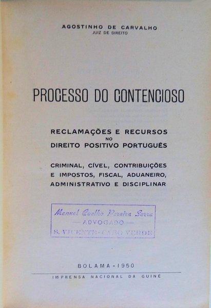 PROCESSO DO CONTENCIOSO.