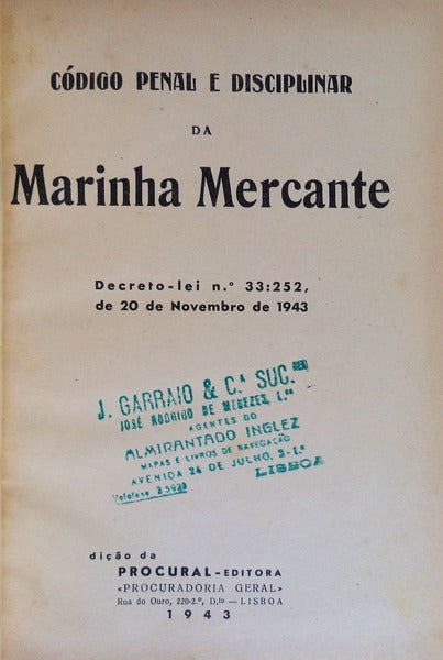 CÃ“DIGO PENAL E DISCIPLINAR DA MARINHA MERCANTE.