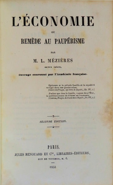 Lâ€™Ã‰CONOMIE OU REMÃˆDE AU PAUPÃ‰RISME.