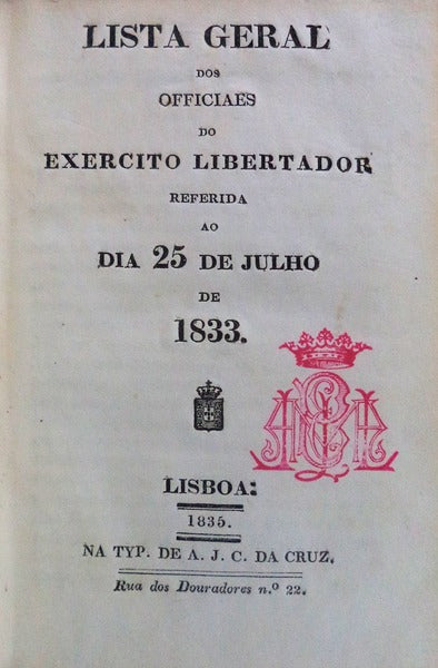 LISTA GERAL DOS OFFICIAES DO EXERCITO LIBERTADOR