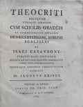 THEOCRITI RELIQVIAE VTROQVE SERMONE CVM SCHOLIIS GRAECIS.