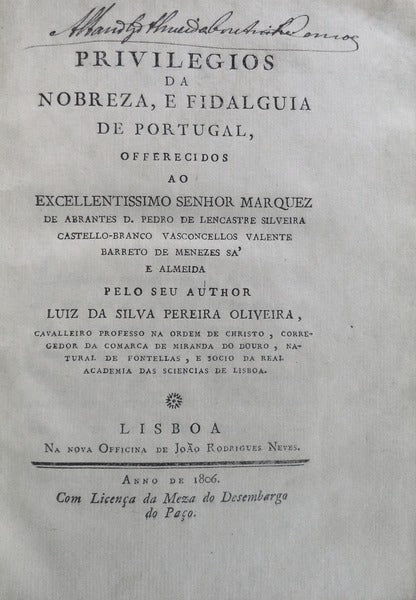 PRIVILEGIOS DA NOBREZA, E FIDALGUIA DE PORTUGAL,