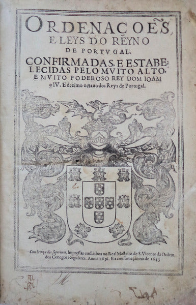 ORDENAÃ‡Ã•ES, E LEYS DO REYNO DE PORTVGAL.
