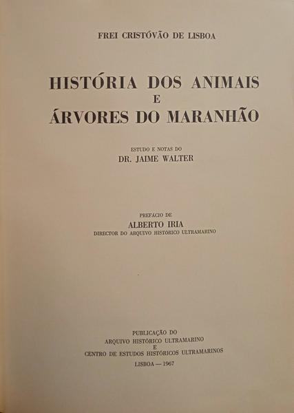 HISTÃ“RIA DOS ANIMAIS E ÃRVORES DO MARANHÃƒO.