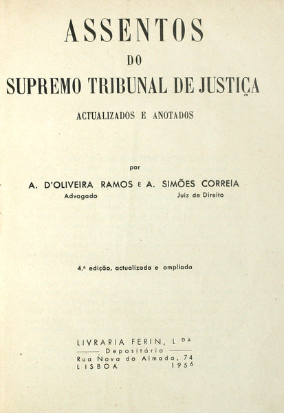 ASSENTOS DO SUPREMO TRIBUNAL DE JUSTIÃ‡A. [4.Âª EDIÃ‡ÃƒO]