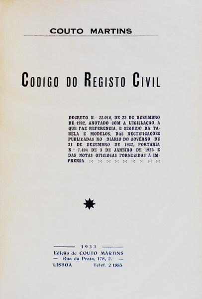CÃ“DIGO DO REGISTO CIVIL.