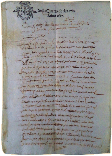 MANUSCRITO â€“ SÃ‰C. XVII â€“ CARTA DE ARREMATAÃ‡ÃƒO. ELVAS.