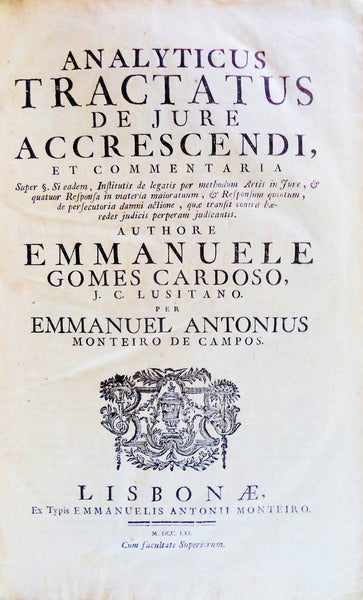 ANLYTICUS TRACTATUS DE JURE ACCRESCENDI, ET COMMENTARIA