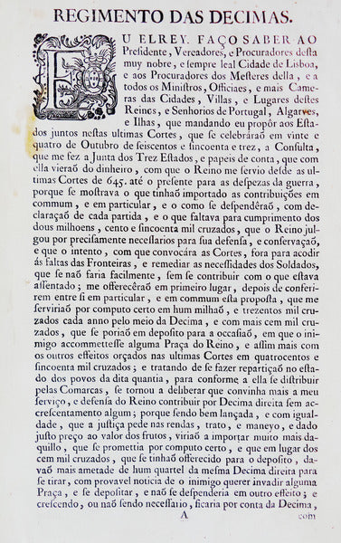 COLECÃ‡ÃƒO DE LEIS: DECRETOS, ALVARÃS, E RESOLUÃ‡Ã•ES. [IMPOSTOS]