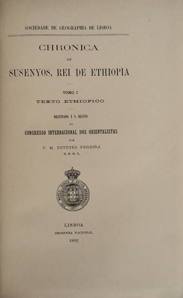 CHRONICA DE SUSENYOS, REI DE ETHIOPIA.