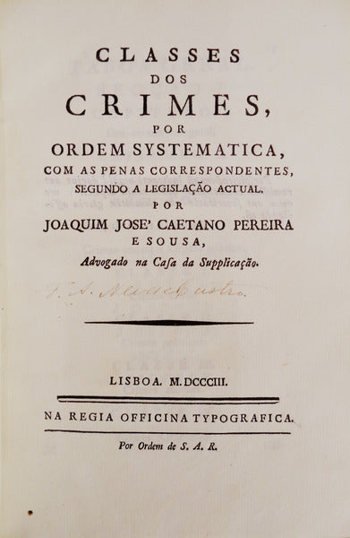 CLASSES DOS CRIMES, POR ORDEM SYSTEMATICA,