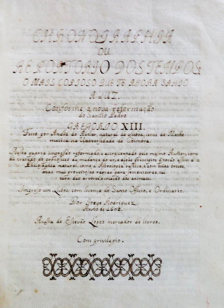 CHRONOGRAPHIA ou Repertorio dos Tempos [Manuscrito].