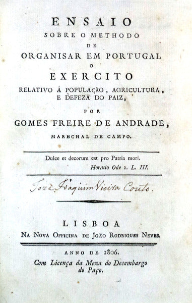 ENSAIO SOBRE O METHODO DE ORGANISAR EM PORTUGAL O EXERCITO