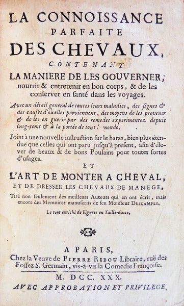 LA CONNOISSANCE PARFAITE DES CHEVAUX,