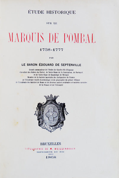 Ã‰TUDE HISTORIQUE SUR LE MARQUIS DE POMBAL 1738-1777.
