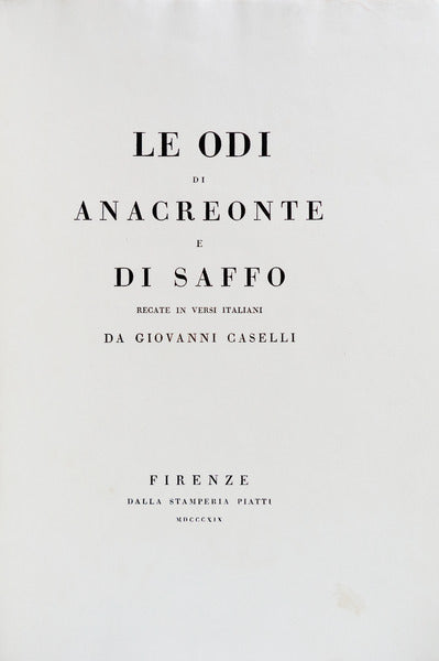 LE ODI DI ANACREONTE E DI SAFFO
