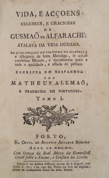 VIDA, E ACÃ‡OENS CELEBRES, E GRACIOSAS DE GUSMAÃ• DE ALFARACHE: