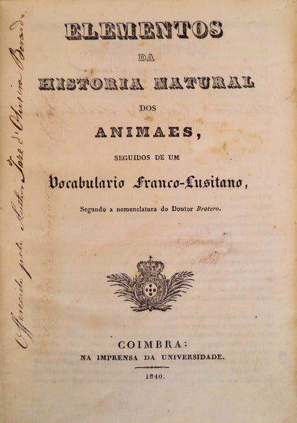 ELEMENTOS DA HISTORIA NATURAL DOS ANIMAES.