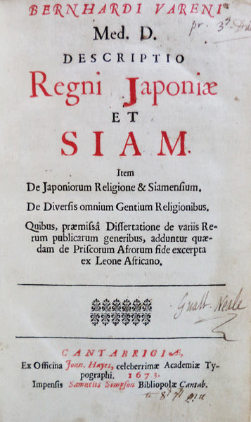 BERNHARDI vareni MED. D. DESCRIPTIO Regni Japoniae ET SIAM