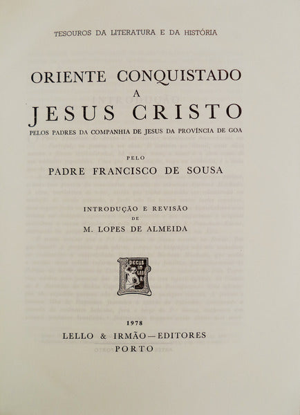 ORIENTE CONQUISTADO A JESUS CRISTO PELOS PADRES DA COMPANHIA DE JESUS DA PROVÃNCIA DE GOA.