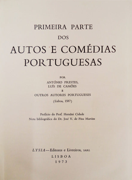PRIMEIRA PARTE DOS AUTOS E COMÃ‰DIAS PORTUGUESAS.