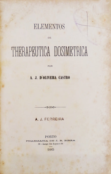 ELEMENTOS DE THERAPEUTICA DOSIMETRICA.