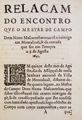 RELAC,AM DO ENCONTRO, QVE O MESTRE DE CAMPO Dom Nuno Mascarenhas teue cÃµ o inimigo em MontaluÃ£o,