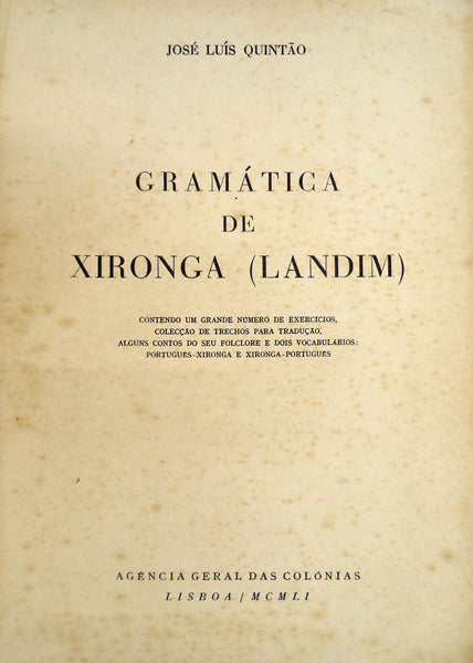 GRAMÃTICA DE XIRONGA (LANDIM).
