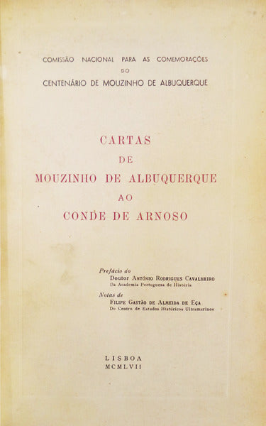 CARTAS DE MOUZINHO DE ALBUQUERQUE AO CONDE DE ARNOSO. [ENCADERNADO]