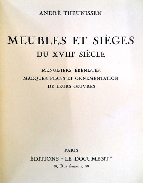 MEUBLES ET SIÃˆGES DU XVIIIe SIÃˆCLE.