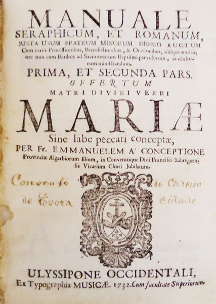ENCADERNAÃ‡ÃƒO ARTÃSTICA - SÃ‰C. XVIII - CONCEIÃ‡ÃƒO. (Fr. Manuel da) MANUALE SERAPHICUM, ET ROMANUM,