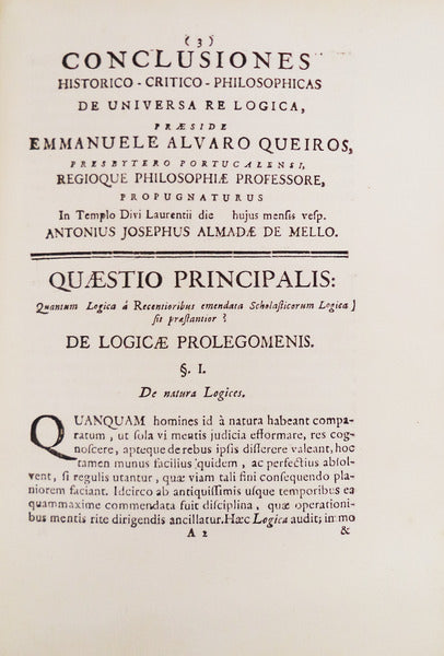 ENCADERNAÃ‡ÃƒO ARTÃSTICA.- SÃ‰C. XVIII - CONCLUSIONES HISTORICO-PHILOSOPHICAS DE UNIVERSA RE LOGICA,