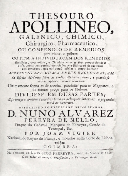 THESOURO APOLLINEO, GALENICO, CHIMICO, Chirurgico, Pharmaceutico,
