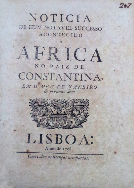 NOTICIA DE HUM NOTAVEL SUCESSO ACONTECIDO EM AFRICA NO PAIZ DE CONSTANTINA,