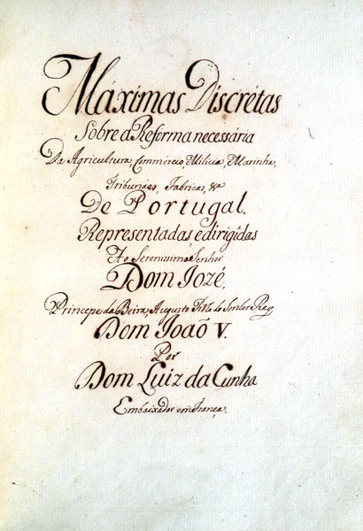 MANUSCRITO SÃ‰C. XVIII. - MAXÃMAS DISCRÃ‰TAS [TESTAMENTO POLÃTICO]
