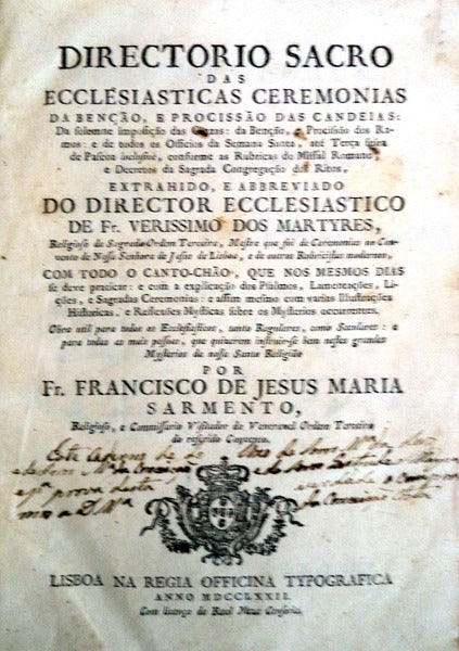DIRECTORIO SACRO DAS ECCLESIASTICAS CEREMONIAS