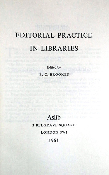 EDITORIAL PRACTICE IN LIBRARIES.
