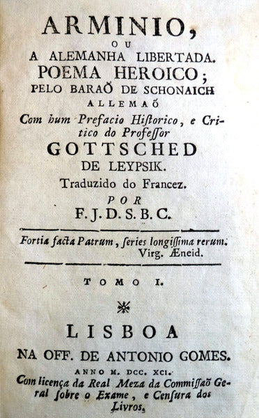 ARMINIO OU A ALEMANHA LIBERTADA. POEMA HEROICO;