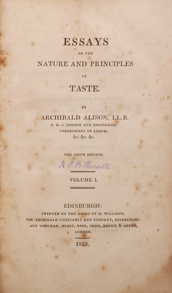 ESSAYS ON THE NATURE AND PRINCIPLES OF TASTE. [2 VOLUMES]