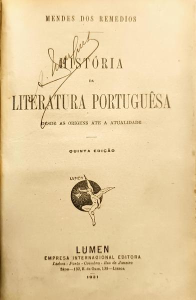 HISTÓRIA DA LITERATURA PORTUGUÊSA. [5.ª EDIÇÃO]