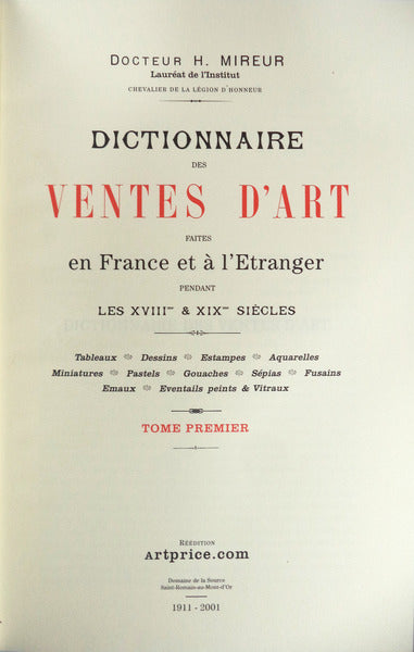 DICTIONNAIRE DES VENTES D'ART